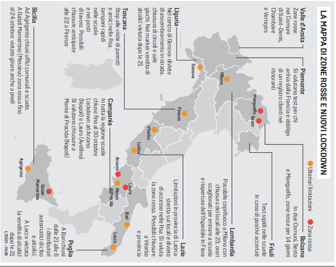 10 regioni a rischio lockdown