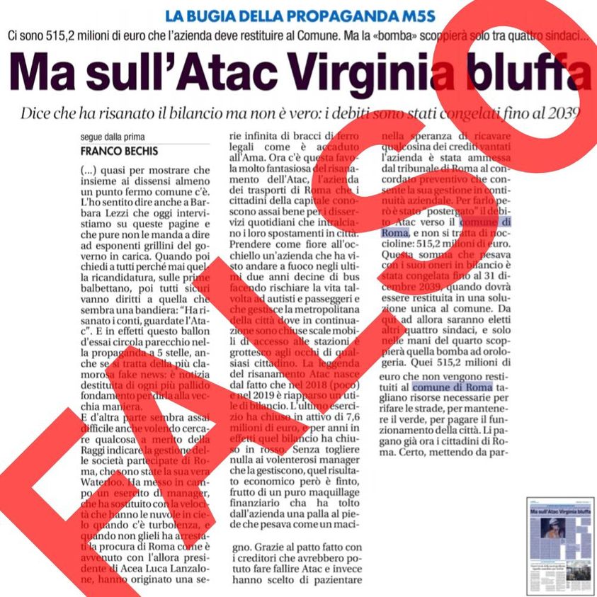 Iltempo su ATAC dice FakeNews