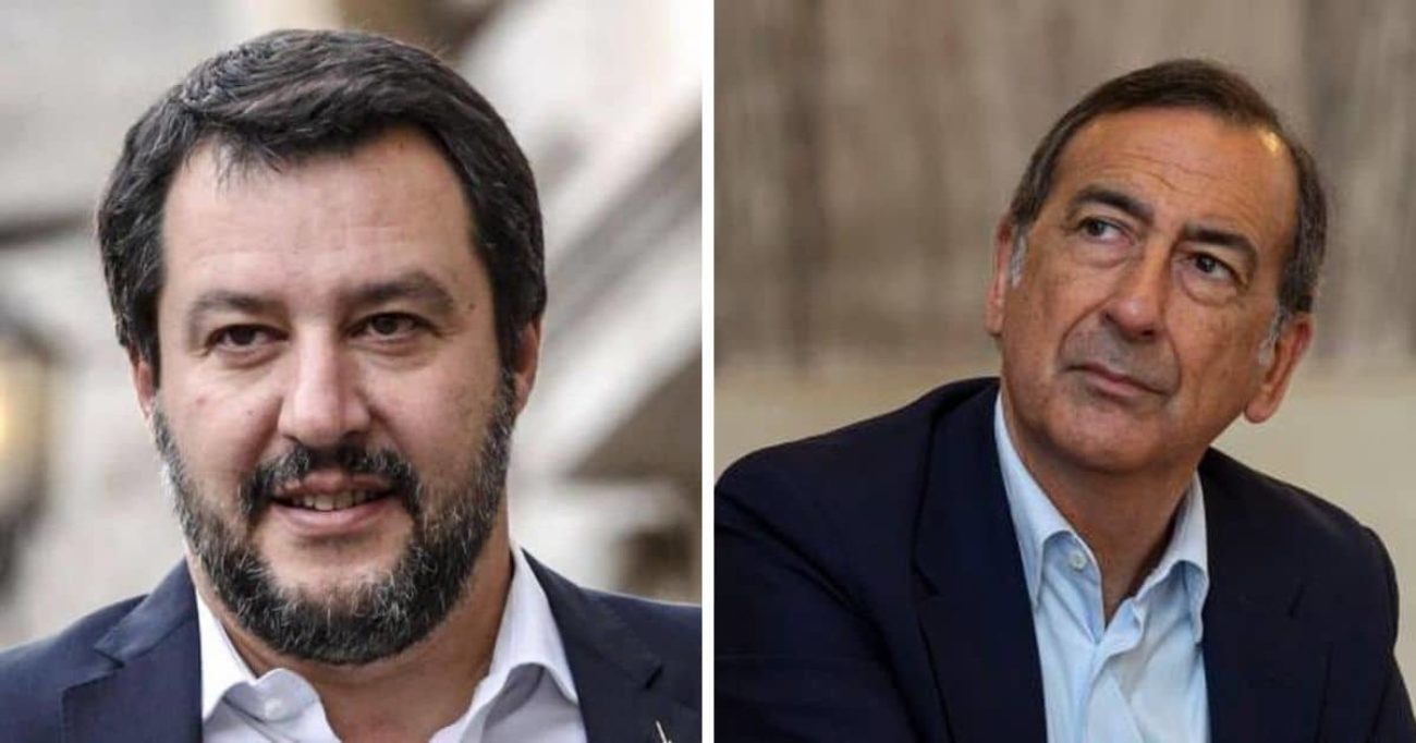 elezioni milano Matteo Salvini e Beppe Sala. Credit Ansa