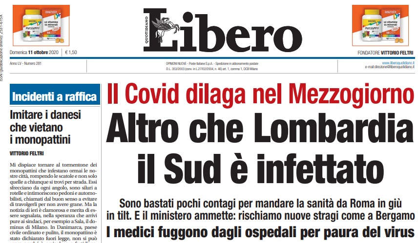 libero contro il sud infettato covid