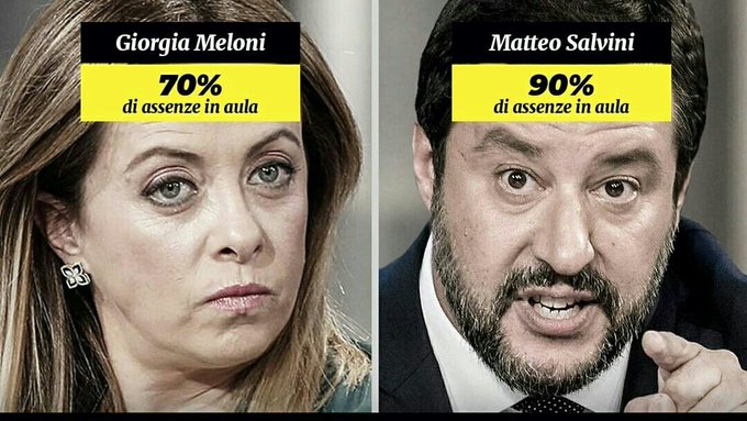 meloni salvini Assenti Parlamento