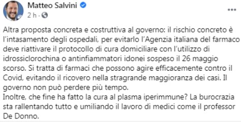 salvini burioni idrossiclorochina plasma