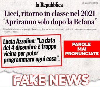 smentita azzolina repubblica fake news 342x342