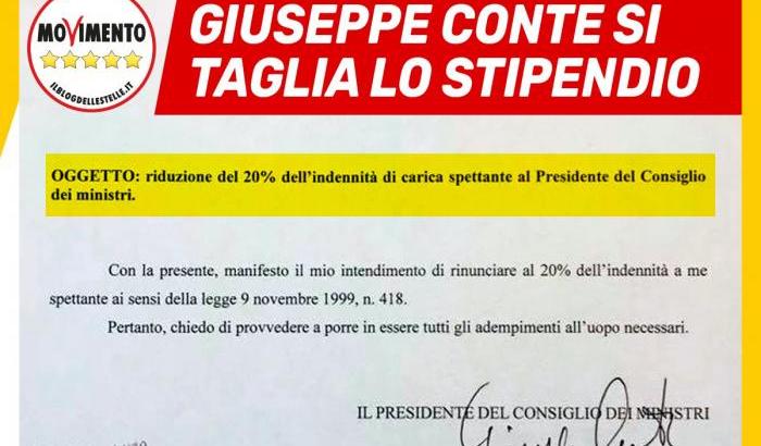 taglio stipendio giuseppe conte